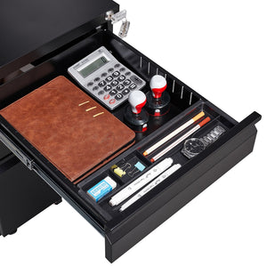 English Elm [installation Required] Locking 3-drawer Metal Filing Cabinet on Casters for Home Office W1247P289796