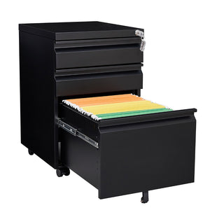 English Elm [installation Required] Locking 3-drawer Metal Filing Cabinet on Casters for Home Office W1247P289796