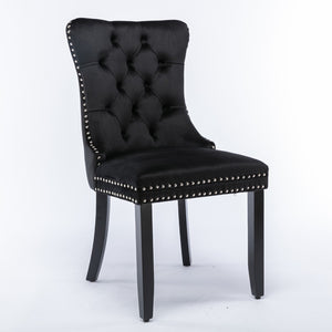 English Elm A&a Velvet Upholstered Dining Chair Tufted High Back Nailhead Trim Solid Wood W1143P452838