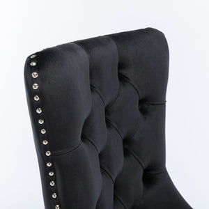 English Elm A&a Velvet Upholstered Dining Chair Tufted High Back Nailhead Trim Solid Wood W1143P452838