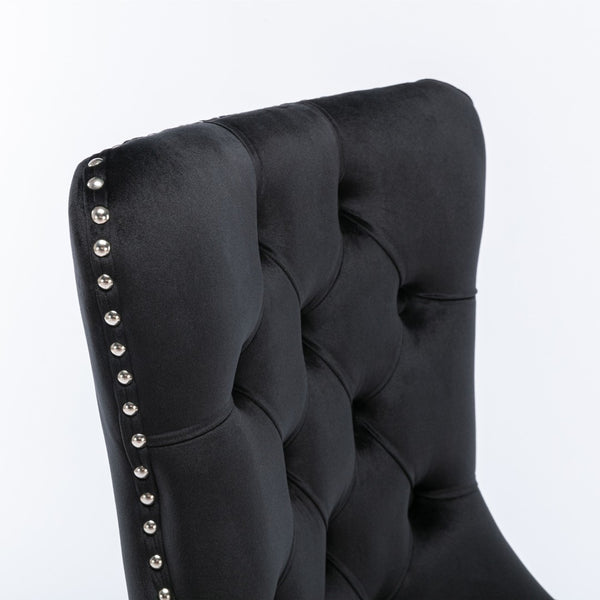 English Elm A&a Velvet Upholstered Dining Chair Tufted High Back Nailhead Trim Solid Wood W1143P452838