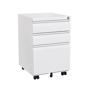 English Elm [installation Required] White Metal 3-drawer Filing Cabinet with Lock for Home Office W1247P289797