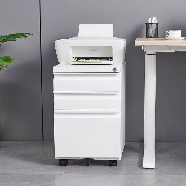 English Elm [installation Required] White Metal 3-drawer Filing Cabinet with Lock for Home Office W1247P289797