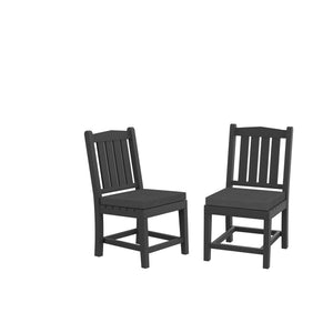 English Elm HDPE Outdoor Dining Chair with Cushion Set of 2 — Durable Ergonomic High-Back Seating for Patio Poolside Gray W120941911