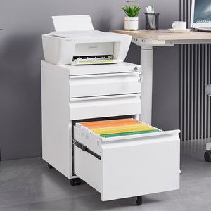 English Elm [installation Required] White Metal 3-drawer Filing Cabinet with Lock for Home Office W1247P289797
