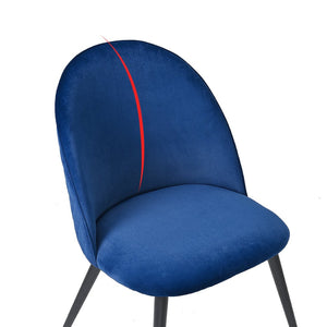 English Elm Dining Chair Set of 4 Navy Velvet Upholstered with Matte Black Metal Legs Modern W116459159