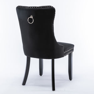 English Elm A&a Velvet Upholstered Dining Chair Tufted High Back Nailhead Trim Solid Wood W1143P452838