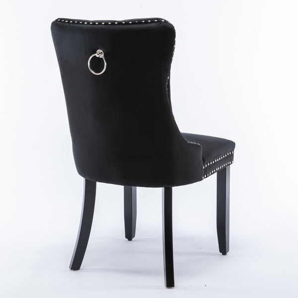 English Elm A&a Velvet Upholstered Dining Chair Tufted High Back Nailhead Trim Solid Wood W1143P452838