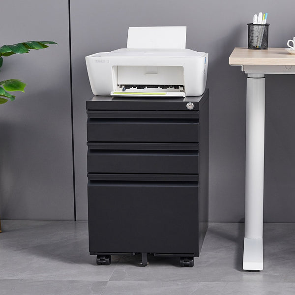 English Elm [installation Required] Locking 3-drawer Metal Filing Cabinet on Casters for Home Office W1247P289796