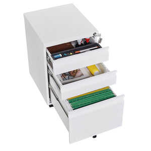 English Elm [installation Required] White Metal 3-drawer Filing Cabinet with Lock for Home Office W1247P289797