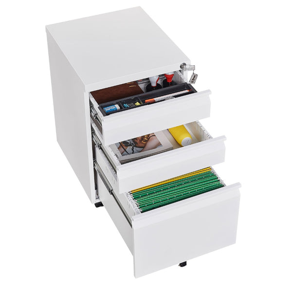 English Elm [installation Required] White Metal 3-drawer Filing Cabinet with Lock for Home Office W1247P289797