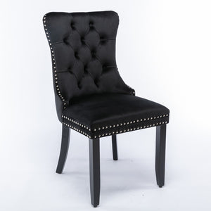 English Elm A&a Velvet Upholstered Dining Chair Tufted High Back Nailhead Trim Solid Wood W1143P452838