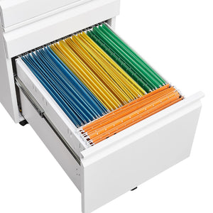 English Elm [installation Required] White Metal 3-drawer Filing Cabinet with Lock for Home Office W1247P289797