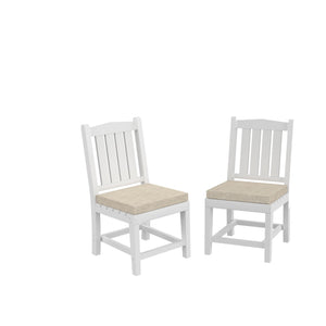 English Elm HDPE Outdoor Dining Chair with Cushion Set of 2 — Durable Ergonomic High-Back Seating for Patio Poolside White W120941914