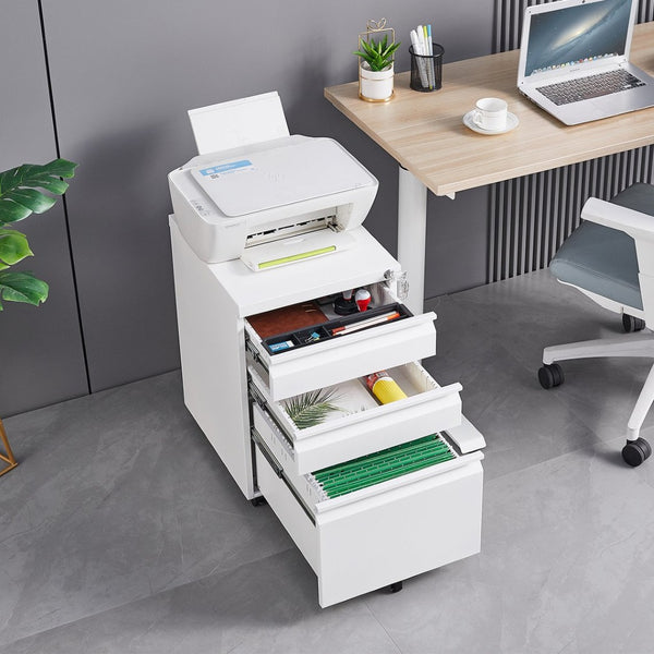 English Elm [installation Required] White Metal 3-drawer Filing Cabinet with Lock for Home Office W1247P289797