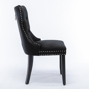 English Elm A&a Velvet Upholstered Dining Chair Tufted High Back Nailhead Trim Solid Wood W1143P452838
