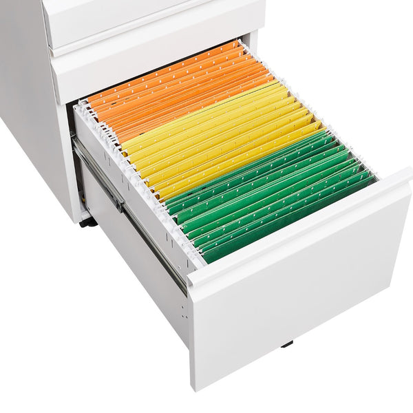 English Elm [installation Required] White Metal 3-drawer Filing Cabinet with Lock for Home Office W1247P289797