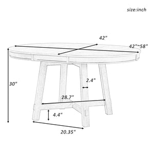 English Elm Trexm Farmhouse Round Dining Table Oak Veneer X Base Extends to Seat Six WF291263AAP