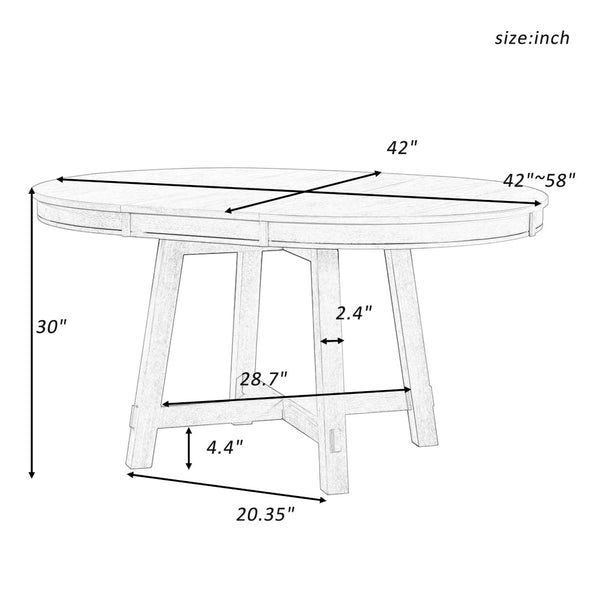 English Elm Trexm Farmhouse Round Dining Table Oak Veneer X Base Extends to Seat Six WF291263AAP