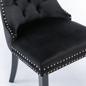 English Elm A&a Velvet Upholstered Dining Chair Tufted High Back Nailhead Trim Solid Wood W1143P452838