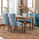 English Elm Nikki Collection Modern, High-End Tufted Solid Wood Contemporary Velvet Upholstered Dining Chair With Wood Legs Nailhead Trim 2- Piece s Set,Light Blue, Sw2001Lb