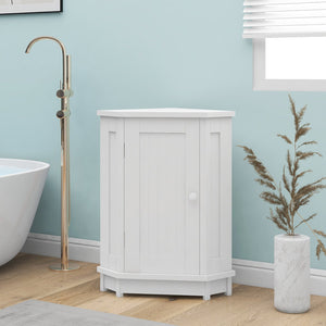 English Elm White Triangle Corner Bathroom Cabinet with Adjustable Shelves, MDF Storage Cupboard for Towels and Cleaning Supplies, Modern Space-Saving Design N725P172615K