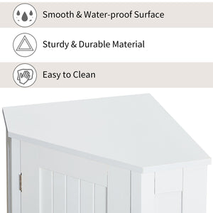 English Elm White Triangle Corner Bathroom Cabinet with Adjustable Shelves, MDF Storage Cupboard for Towels and Cleaning Supplies, Modern Space-Saving Design N725P172615K