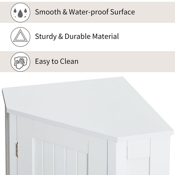 English Elm White Triangle Corner Bathroom Cabinet with Adjustable Shelves, MDF Storage Cupboard for Towels and Cleaning Supplies, Modern Space-Saving Design N725P172615K