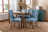 English Elm Nikki Collection Modern, High-End Tufted Solid Wood Contemporary Velvet Upholstered Dining Chair With Wood Legs Nailhead Trim 2- Piece s Set,Light Blue, Sw2001Lb