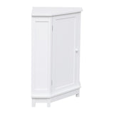 English Elm White Bathroom Cabinet Triangle Corner Storage Cabinet With Adjustable Shelf Modern Style Mdf Board (New Sku:Wf303749Aak)