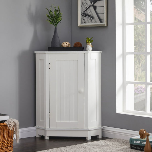 English Elm Grey Triangle Corner Cabinet Mdf Modern Bathroom Storage with Adjustable Shelves White N725P333564K