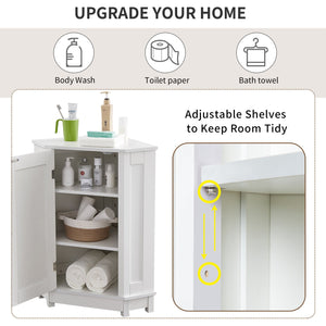 English Elm White Triangle Corner Bathroom Cabinet with Adjustable Shelves, MDF Storage Cupboard for Towels and Cleaning Supplies, Modern Space-Saving Design N725P172615K