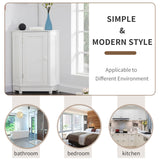 English Elm White Bathroom Cabinet Triangle Corner Storage Cabinet With Adjustable Shelf Modern Style Mdf Board (New Sku:Wf303749Aak)