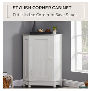English Elm Grey Triangle Corner Cabinet Mdf Modern Bathroom Storage with Adjustable Shelves White N725P333564K