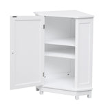 English Elm White Bathroom Cabinet Triangle Corner Storage Cabinet With Adjustable Shelf Modern Style Mdf Board (New Sku:Wf303749Aak)