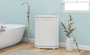 English Elm White Triangle Corner Bathroom Cabinet with Adjustable Shelves, MDF Storage Cupboard for Towels and Cleaning Supplies, Modern Space-Saving Design N725P172615K