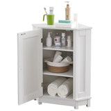 English Elm White Bathroom Cabinet Triangle Corner Storage Cabinet With Adjustable Shelf Modern Style Mdf Board (New Sku:Wf303749Aak)