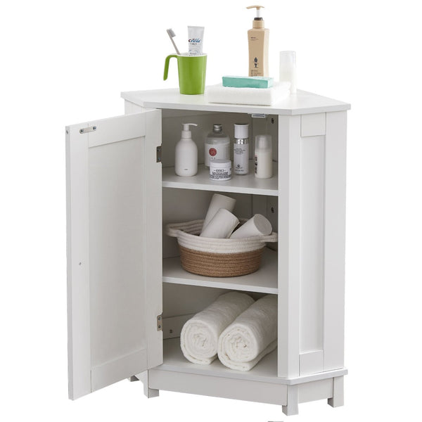 English Elm Grey Triangle Corner Cabinet Mdf Modern Bathroom Storage with Adjustable Shelves White N725P333564K