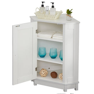 English Elm Grey Triangle Corner Cabinet Mdf Modern Bathroom Storage with Adjustable Shelves White N725P333564K