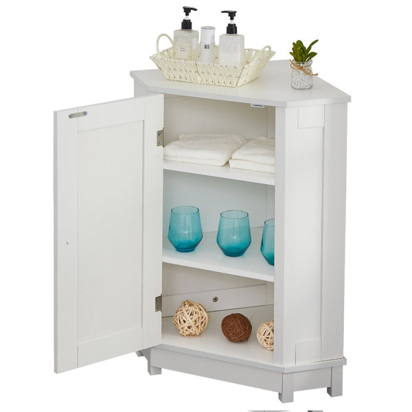 English Elm Grey Triangle Corner Cabinet Mdf Modern Bathroom Storage with Adjustable Shelves White N725P333564K
