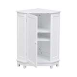 English Elm White Bathroom Cabinet Triangle Corner Storage Cabinet With Adjustable Shelf Modern Style Mdf Board (New Sku:Wf303749Aak)