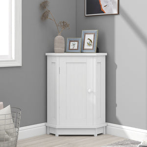 English Elm White Triangle Corner Bathroom Cabinet with Adjustable Shelves, MDF Storage Cupboard for Towels and Cleaning Supplies, Modern Space-Saving Design N725P172615K