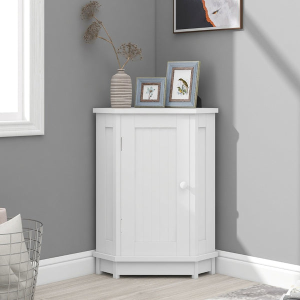 English Elm Grey Triangle Corner Cabinet Mdf Modern Bathroom Storage with Adjustable Shelves White N725P333564K