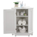 English Elm White Bathroom Cabinet Triangle Corner Storage Cabinet With Adjustable Shelf Modern Style Mdf Board (New Sku:Wf303749Aak)