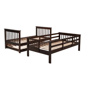 English Elm Stairway Twin Over Bunk Bed with Trundle Storage Steps Kids Shared Bedroom Espresso LT000209AAP