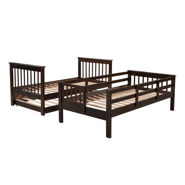 English Elm Stairway Twin Over Bunk Bed with Trundle Storage Steps Kids Shared Bedroom Espresso LT000209AAP
