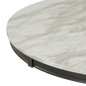 English Elm Orisfur. Round Faux Marble 5 Piece Dining Set with Rubberwood Legs Seats Four SG000342AAA