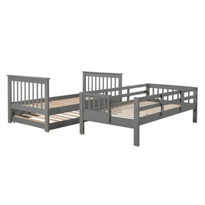 English Elm Stairway Twin Over Bunk Bed with Trundle Storage Steps Kids Shared Bedroom LT000209AAE-1