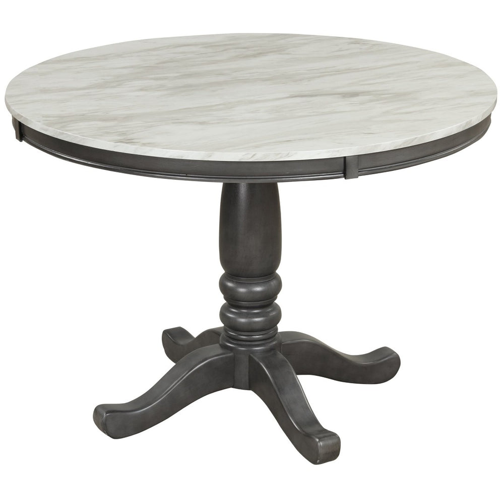 English Elm Dining Table Round Faux Marble Top with Rubberwood Legs for Kitchen or Small Space SG000347AAA
