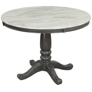 English Elm Orisfur. Round Faux Marble 5 Piece Dining Set with Rubberwood Legs Seats Four SG000342AAA